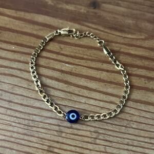 Evil Eye Gold Tone Chain Bracelet